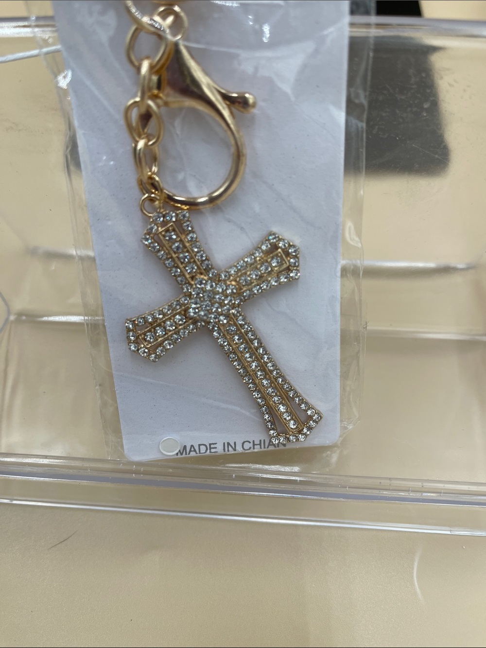 Ella Gold Crystal Cross Key & Bag Charm - Picture 2 of 3